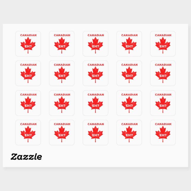 Canadian Eh? Maple Leaf Square Sticker (Sheet)