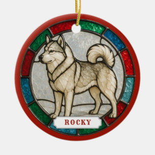 Canadian Eskimo Dog Ceramic Circle Ornament