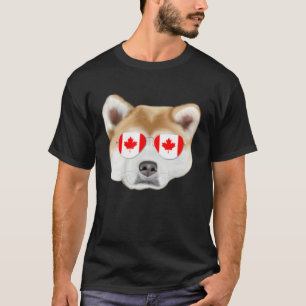 Canadian Flag Akita Dog Canada Pocket T-Shirt