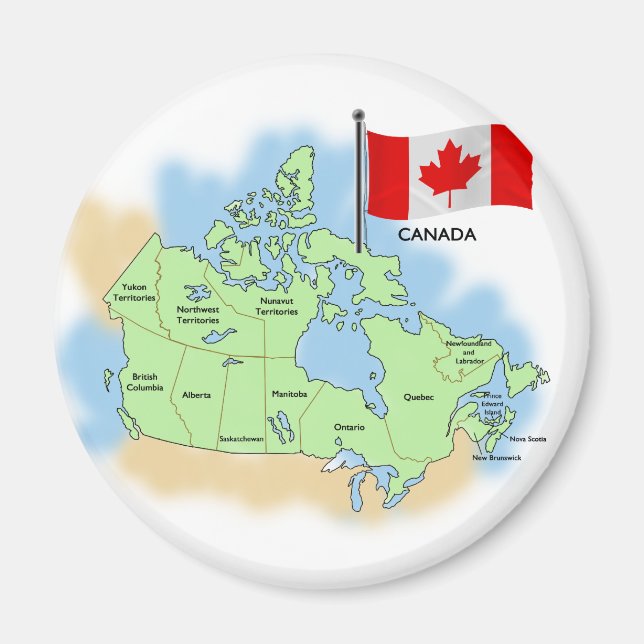 Canadian Flag and Map Magnet (Front)