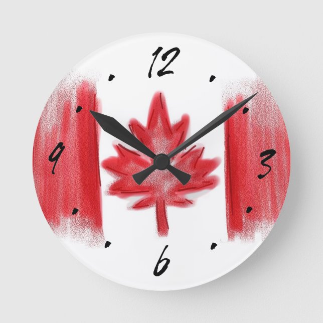 Canadian Flag artistic decorative wall clock (Front)