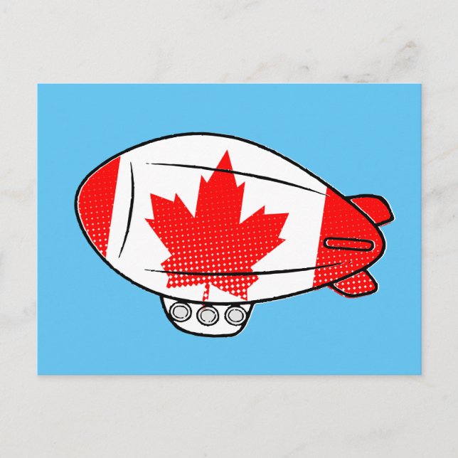 Canadian Flag Blimp Balloon In Blue Sky Custom Postcard (Front)