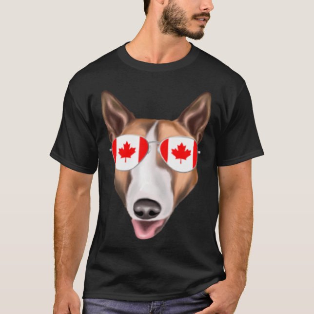 Canadian Flag Bull Terrier Dog Canada Pocket T-Shirt (Front)