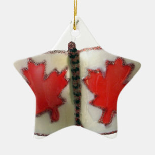 Canadian Flag Butterfly Design Ceramic Ornament