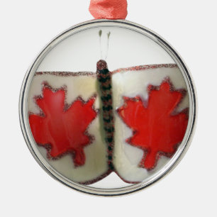 Canadian Flag Butterfly Design Metal Ornament
