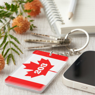Canadian flag custom acrylic hotel room number keychain