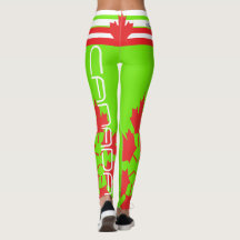CANADIAN FLAG FLOURESCENT GREEN LEGGINGS HAVIC ACD