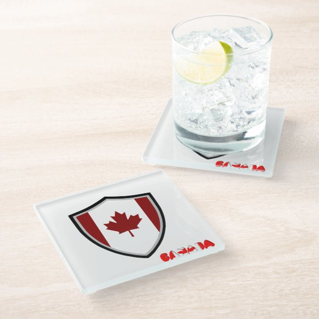 Canadian flag glass coaster (Angled)
