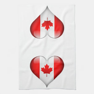 Canadian Flag Glass Heart Kitchen Towel