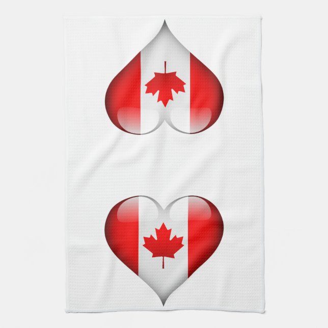 Canadian Flag Glass Heart Kitchen Towel (Vertical)