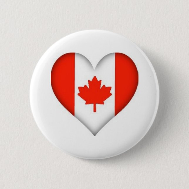 Canadian Flag Heart 2 Inch Round Button (Front)