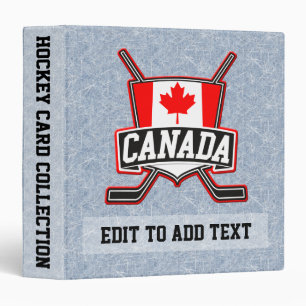 Canadian Flag Hockey Shield 3 Ring Binder, Custom Binder