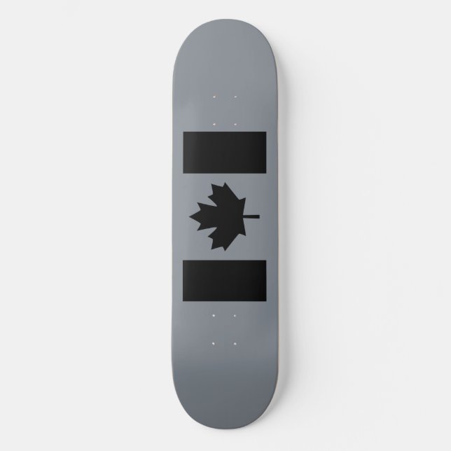 Canadian Flag in Black Decor Skateboard (Front)
