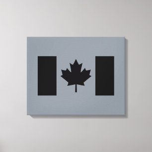 Canadian Flag in Black Graphic Canvas Print
