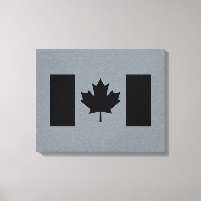 Canadian Flag in Black Graphic Canvas Print (Front)