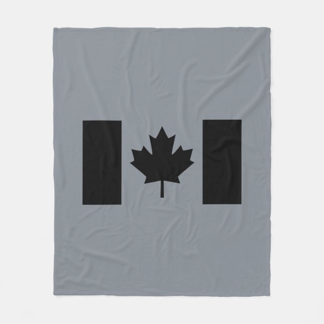 Canadian Flag in Black Graphic Fleece Blanket (Front)