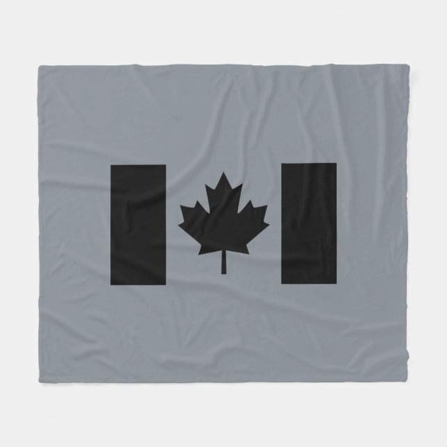 Canadian Flag in Black Graphic Fleece Blanket (Front (Horizontal))