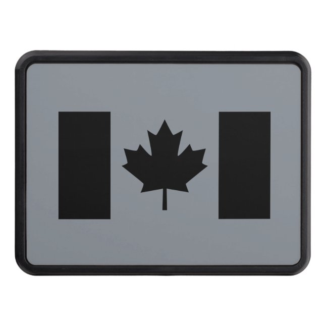 Canadian Flag in Black Style Trailer Hitch Cover (Front)