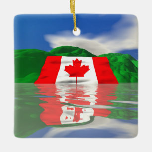 Canadian Flag Land Ceramic Ornament