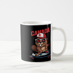 Canadian Flag Maple Leaf Beaver Hockey Stick Sungl Coffee Mug