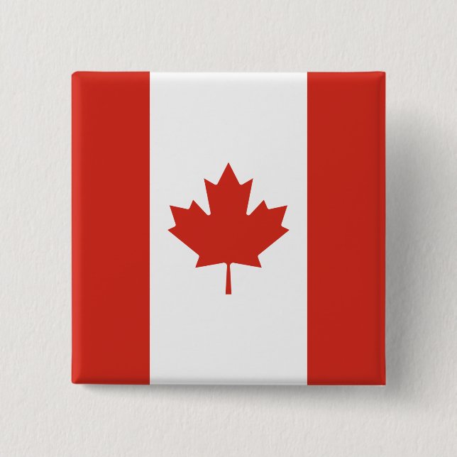 Canadian Flag (Maple Leaf) (Canada) 2 Inch Square Button (Front)