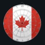 Canadian Flag (Maple Leaf) (Canada) Dartboard<br><div class="desc">This design features the national flag of Canada, which is a country in the northern region of North America. Its ten provinces and three territories extend from the Atlantic to the Pacific and northward into the Arctic Ocean. It is currently the world's second-largest country by area. Canada's capital is Ottawa,...</div>