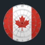 Canadian Flag (Maple Leaf) (Canada) Dartboard<br><div class="desc">This design features the national flag of Canada, which is a country in the northern region of North America. Its ten provinces and three territories extend from the Atlantic to the Pacific and northward into the Arctic Ocean. It is currently the world's second-largest country by area. Canada's capital is Ottawa,...</div>
