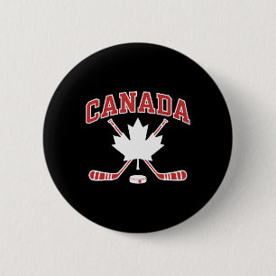 Canadian Flag Maple Leaf Hockey Canada Day Men Wom 2 Inch Round Button