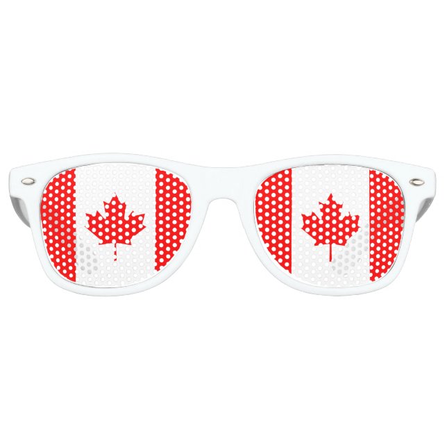 Canadian Flag of Canada Red Maple Leaf Patriotic Retro Sunglasses (Front)