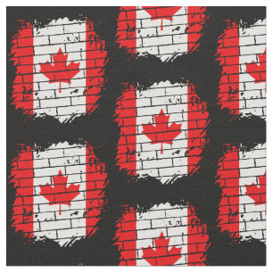 Canadian Flag on Brick Wall  Fabric