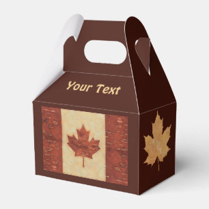 Canadian Flag On Inner Birch Bark Favor Box