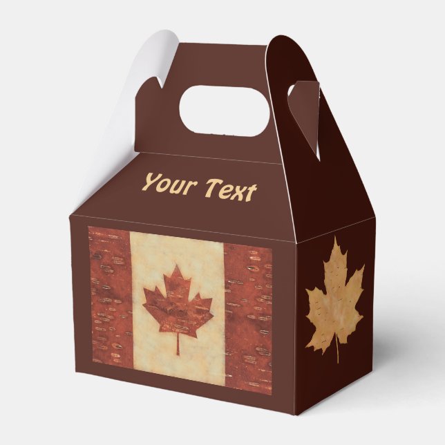 Canadian Flag On Inner Birch Bark Favor Box (Front Side)