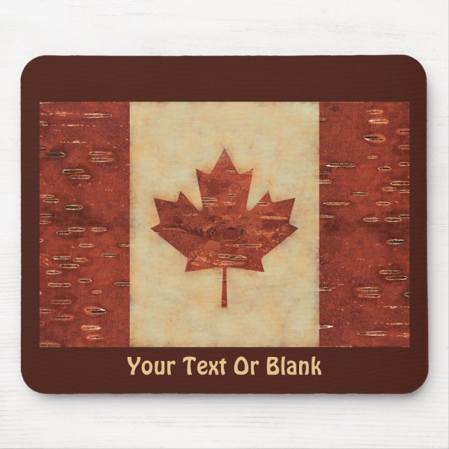 Canadian Flag On Inner Birch Bark Mouse Pad (Front)