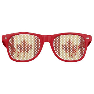 Canadian Flag On Inner Birch Bark Retro Sunglasses