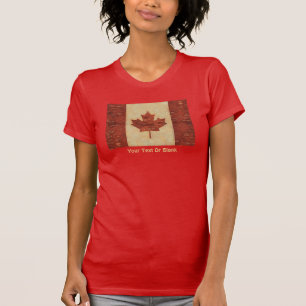 Canadian Flag On Inner Birch Bark T-Shirt