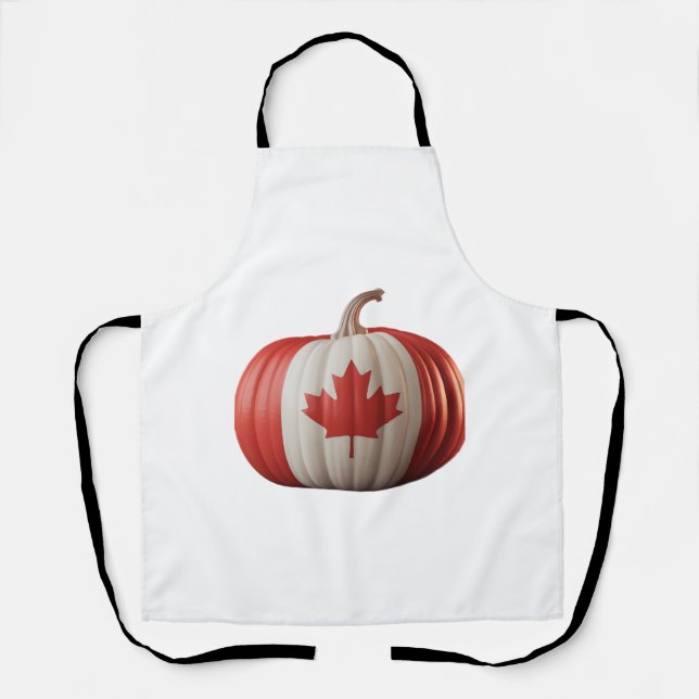 Canadian Flag Pumpkin Maple Leaf Thanksgiving Over Apron (Front)