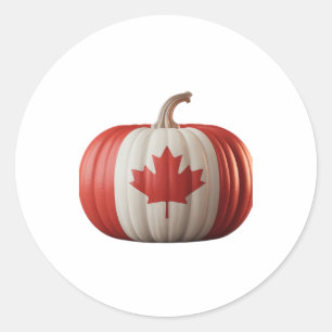 Canadian Flag Pumpkin Maple Leaf Thanksgiving Over Classic Round Sticker