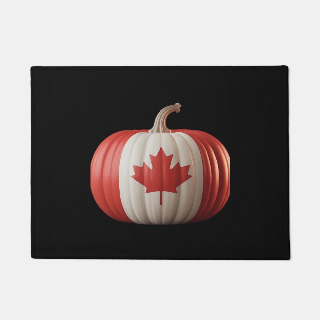 Canadian Flag Pumpkin Maple Leaf Thanksgiving Over Doormat (Front)