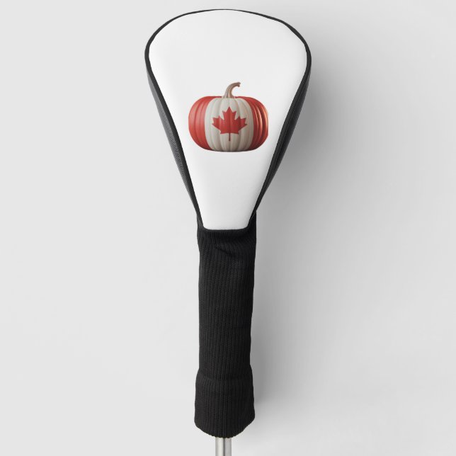 Canadian Flag Pumpkin Maple Leaf Thanksgiving Over Golf Head Cover (Front)