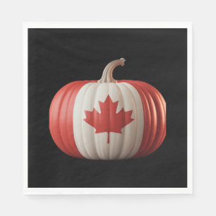 Canadian Flag Pumpkin Maple Leaf Thanksgiving Over Napkin