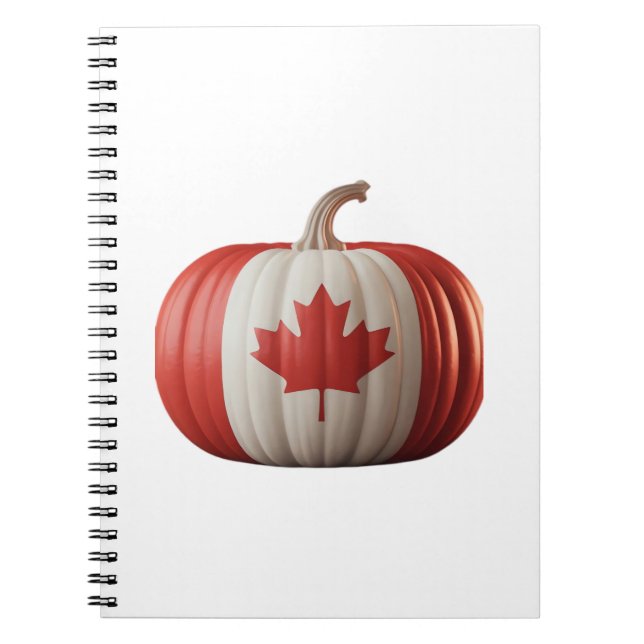 Canadian Flag Pumpkin Maple Leaf Thanksgiving Over Notebook (Front)