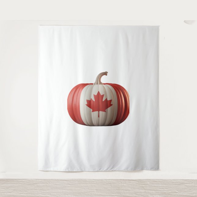 Canadian Flag Pumpkin Maple Leaf Thanksgiving Over Tapestry (Front)