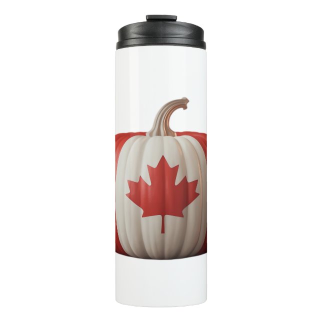 Canadian Flag Pumpkin Maple Leaf Thanksgiving Over Thermal Tumbler (Front)