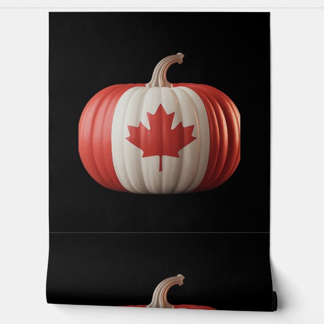 Canadian Flag Pumpkin Maple Leaf Thanksgiving Over Wallpaper (Unrolling)
