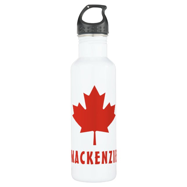 Canadian Flag Red Maple Leaf Canada Day Name Text 710 Ml Water Bottle (Front)