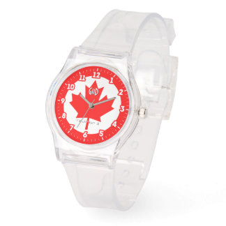 Canadian Flag Red Maple Leaf on a Watch