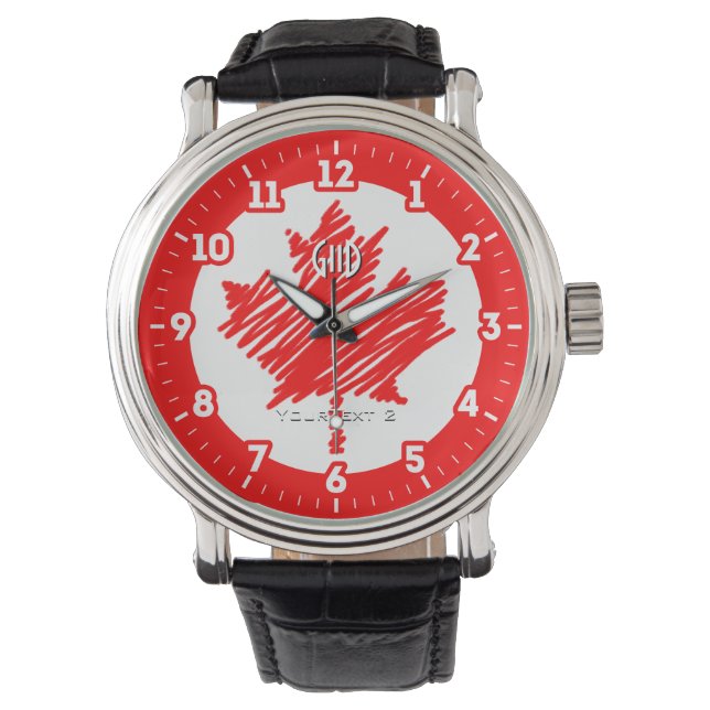 Canadian Flag Red Maple Leaf Personalize It on a Watch (Front)