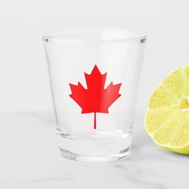 Canadian Flag Red Maple Leaf Shot Glass (Front)
