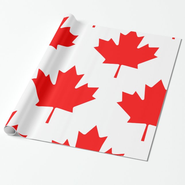 Canadian Flag Red Maple Leaf Wrapping Paper (Unrolled)