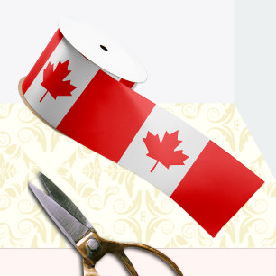 Canadian Flag Ribbon, patriotic, Canada Satin Ribbon